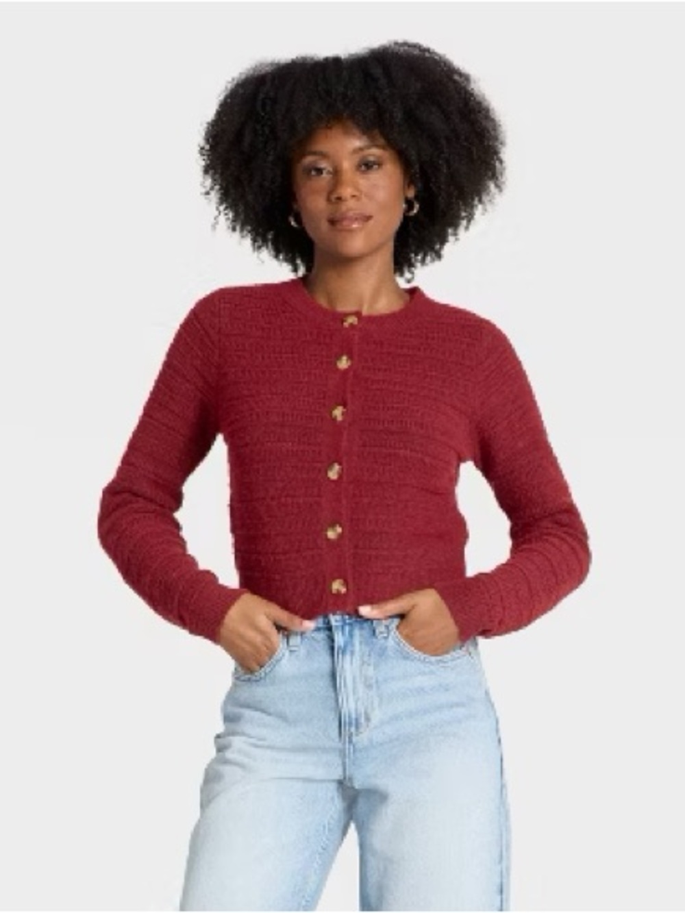 Universal threads large L Women's Red Button-Up Knit Cardigan Sweater